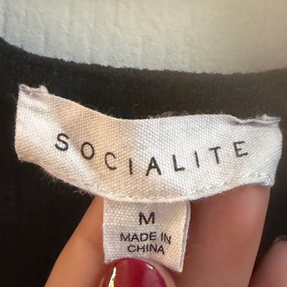 Socialite Womens Black Cold-Shoulder Ribbed Design Bodysuit Size Medium - Picture 5 of 5